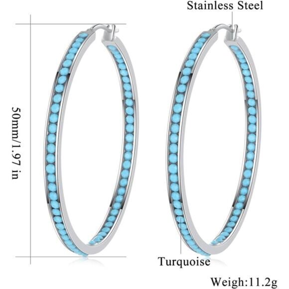 Mult-colors Crystal StainlessSteel Hoop Earring for Women Hypoallergenic Jewelry - Picture 3 of 7